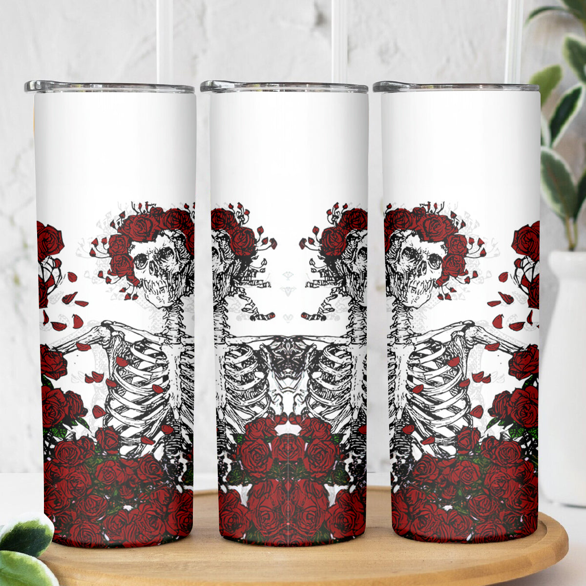 Rose Skull Skinny Tumbler Rose Skull Day Of The Dead
