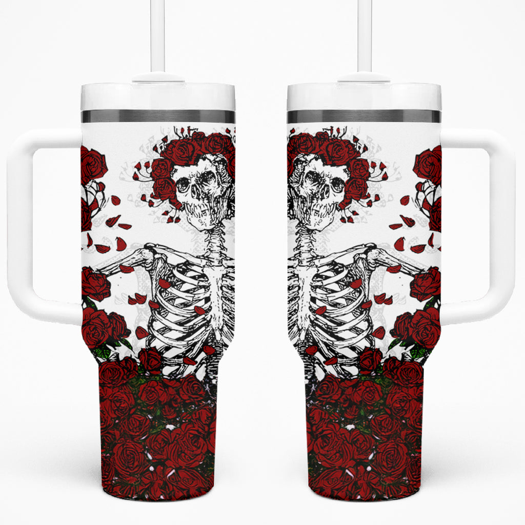 Rose Skull Tumbler With Handle Rose Skull Day Of The Dead
