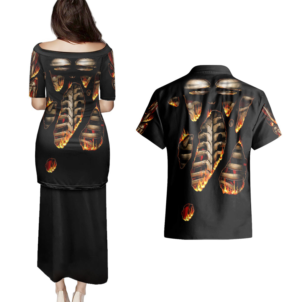 flame-skull-couples-matching-puletasi-dress-and-hawaiian-shirt-flame-skeleton-inside-my-body