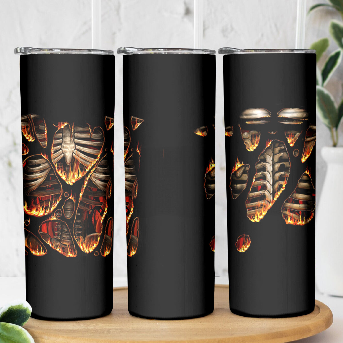 Flame Skull Skinny Tumbler Flame Skeleton Inside My Body