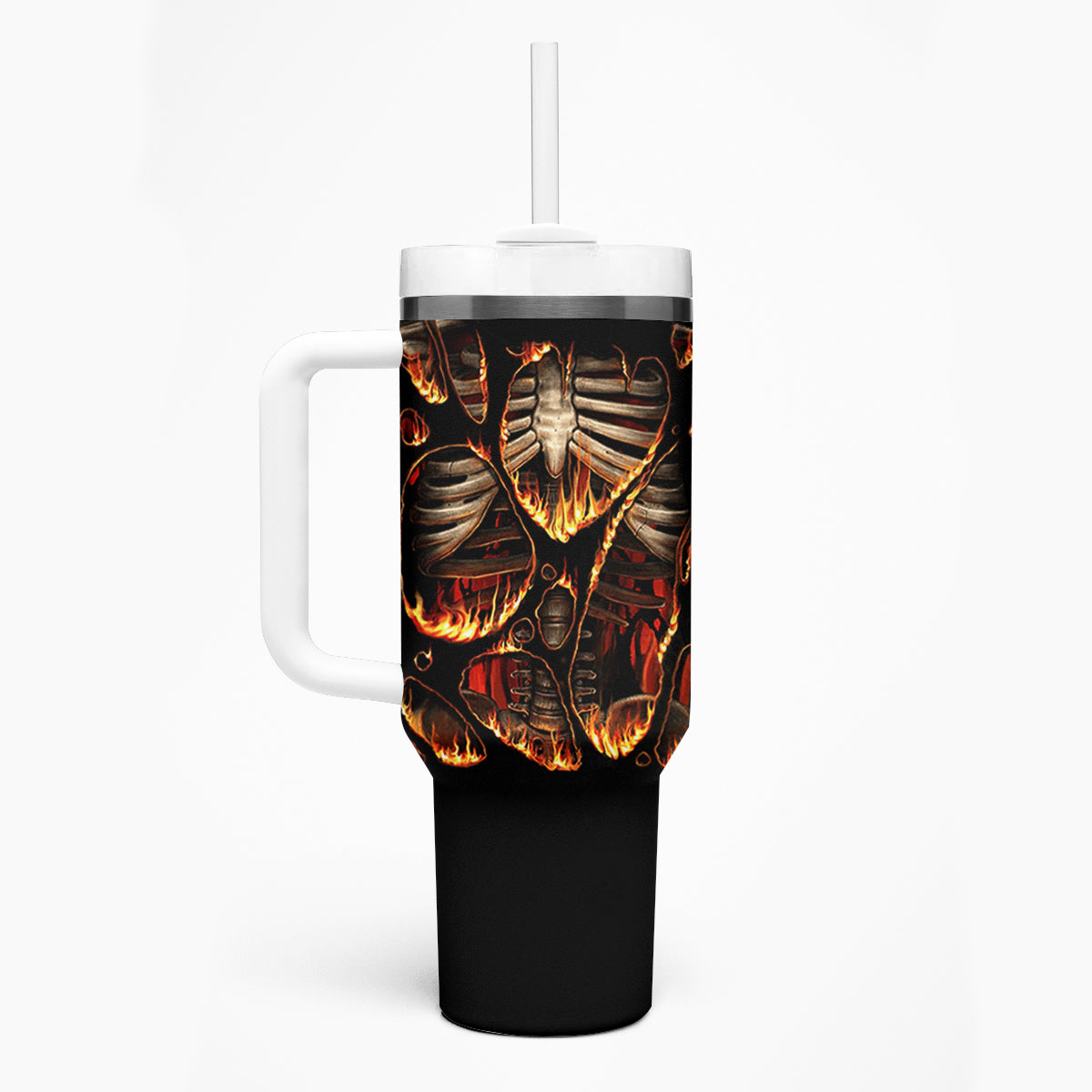 Flame Skull Tumbler With Handle Flame Skeleton Inside My Body