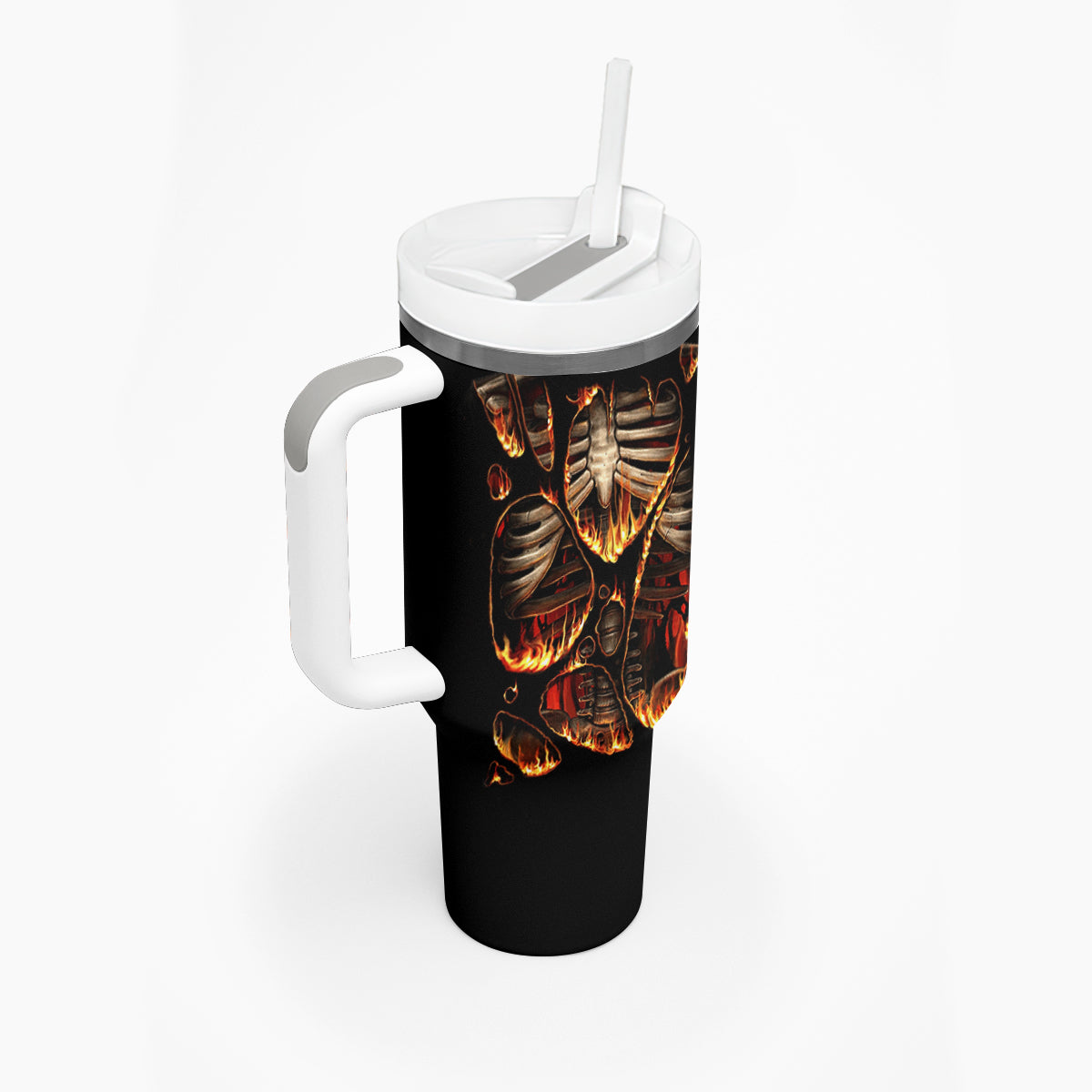 Flame Skull Tumbler With Handle Flame Skeleton Inside My Body