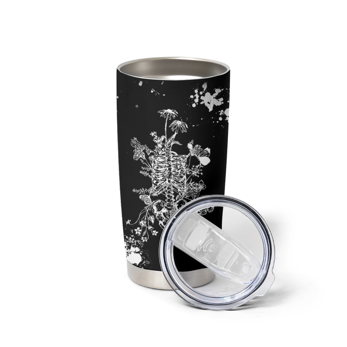 Rose Skull Tumbler Cup White Rose Skull Day Of The Dead