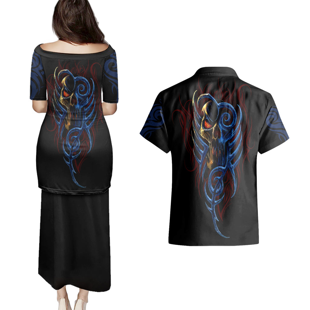 devil-skull-couples-matching-puletasi-dress-and-hawaiian-shirt-devil-face-scream