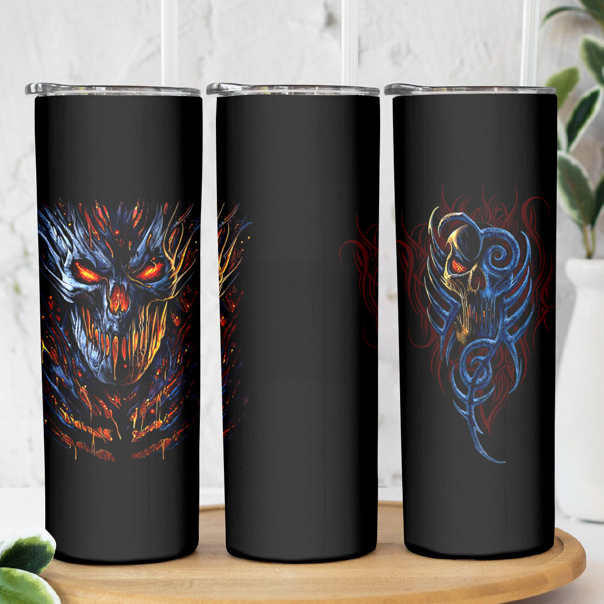 Devil Skull Skinny Tumbler Devil Face Scream