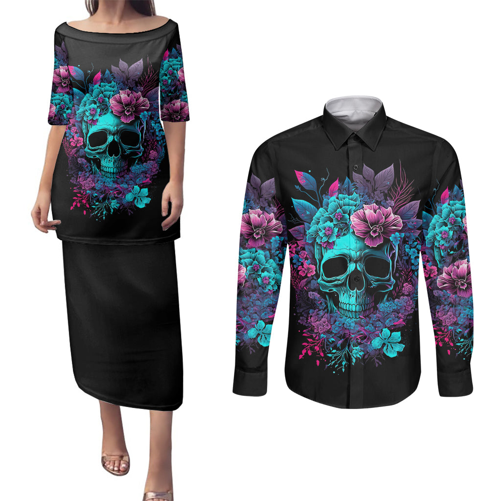 wings-skull-couples-matching-puletasi-dress-and-long-sleeve-button-shirts-want-to-be-karma-fairy-rose-skull