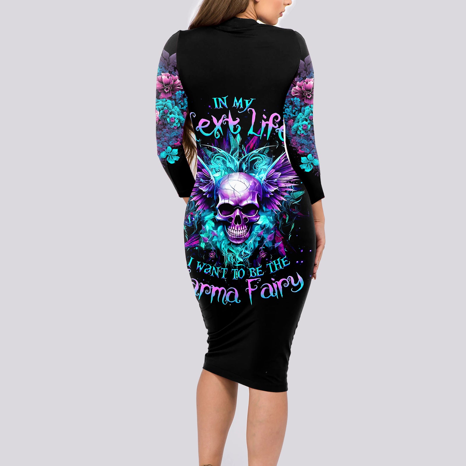 wings-skull-long-sleeve-bodycon-dress-want-to-be-karma-fairy-rose-skull
