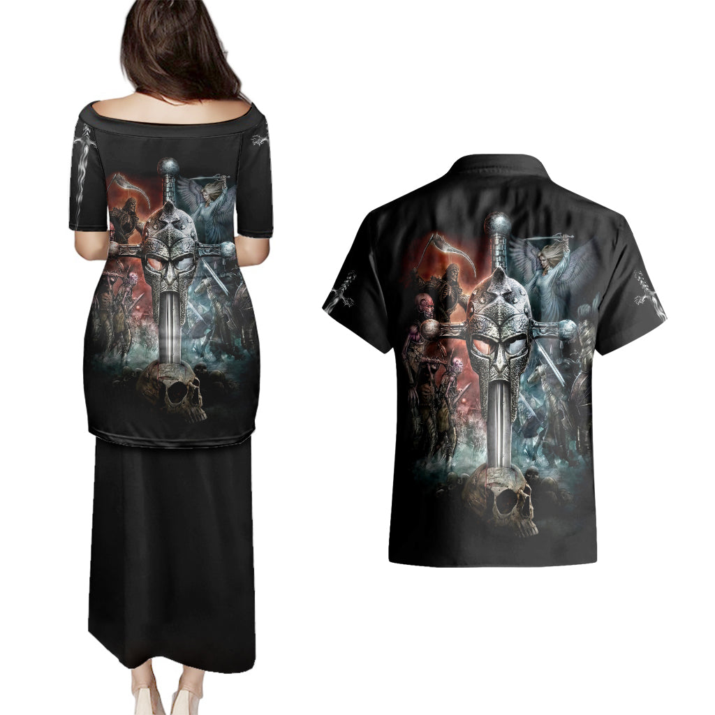 warrior-skull-couples-matching-puletasi-dress-and-hawaiian-shirt-skull-warrior-viking