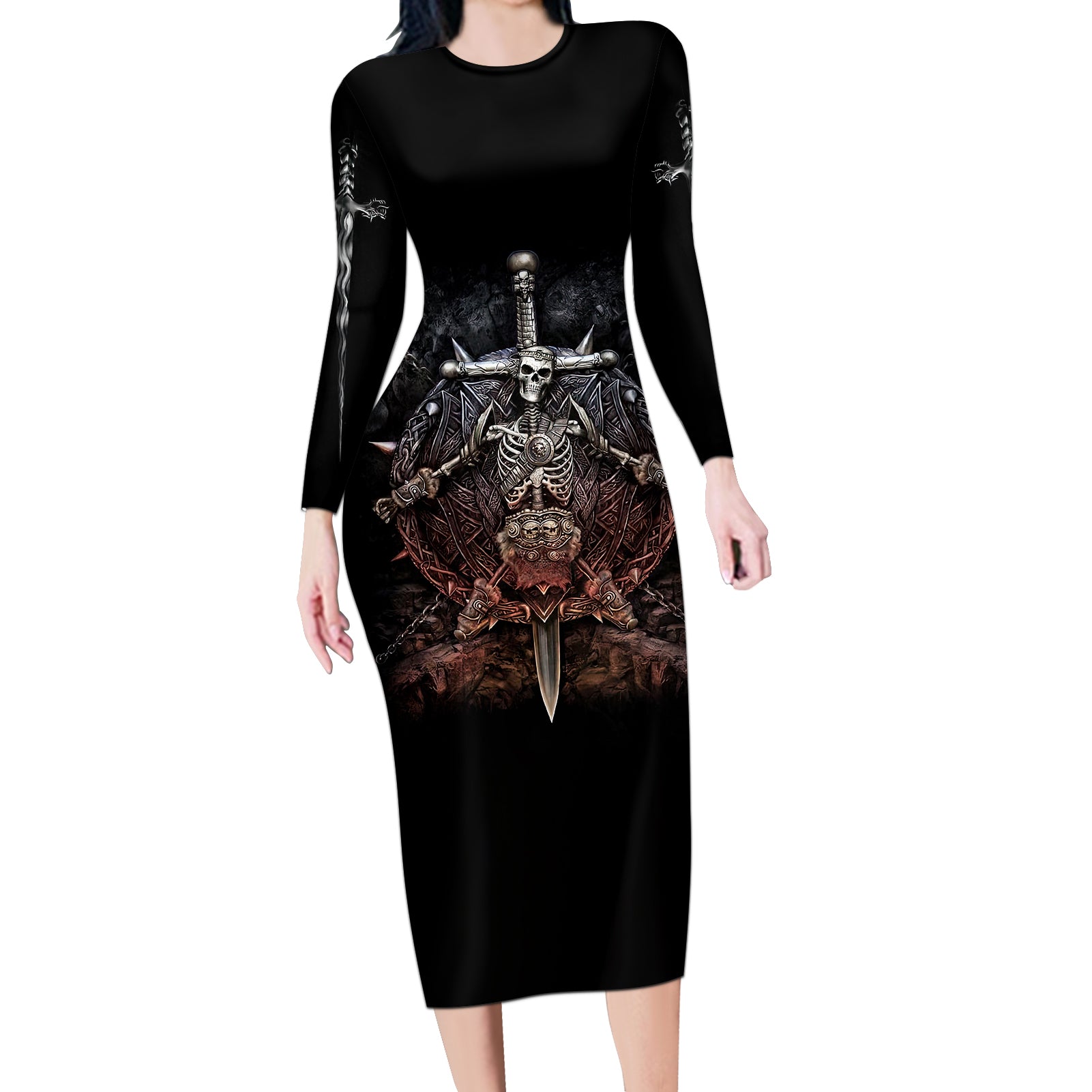 warrior-skull-long-sleeve-bodycon-dress-skull-warrior-viking