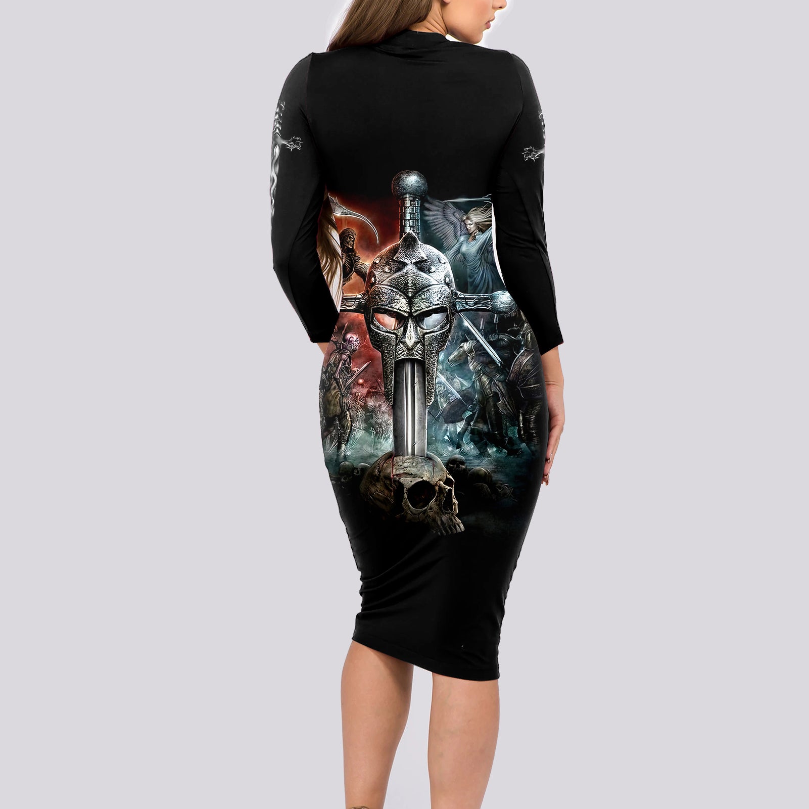 warrior-skull-long-sleeve-bodycon-dress-skull-warrior-viking