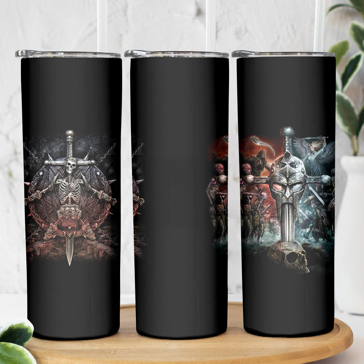 Warrior Skull Skinny Tumbler Skull Warrior Viking