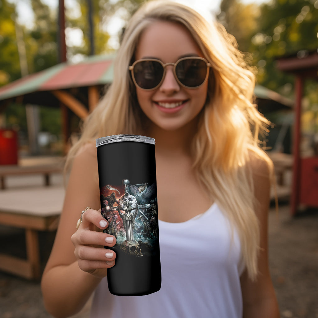 Warrior Skull Skinny Tumbler Skull Warrior Viking