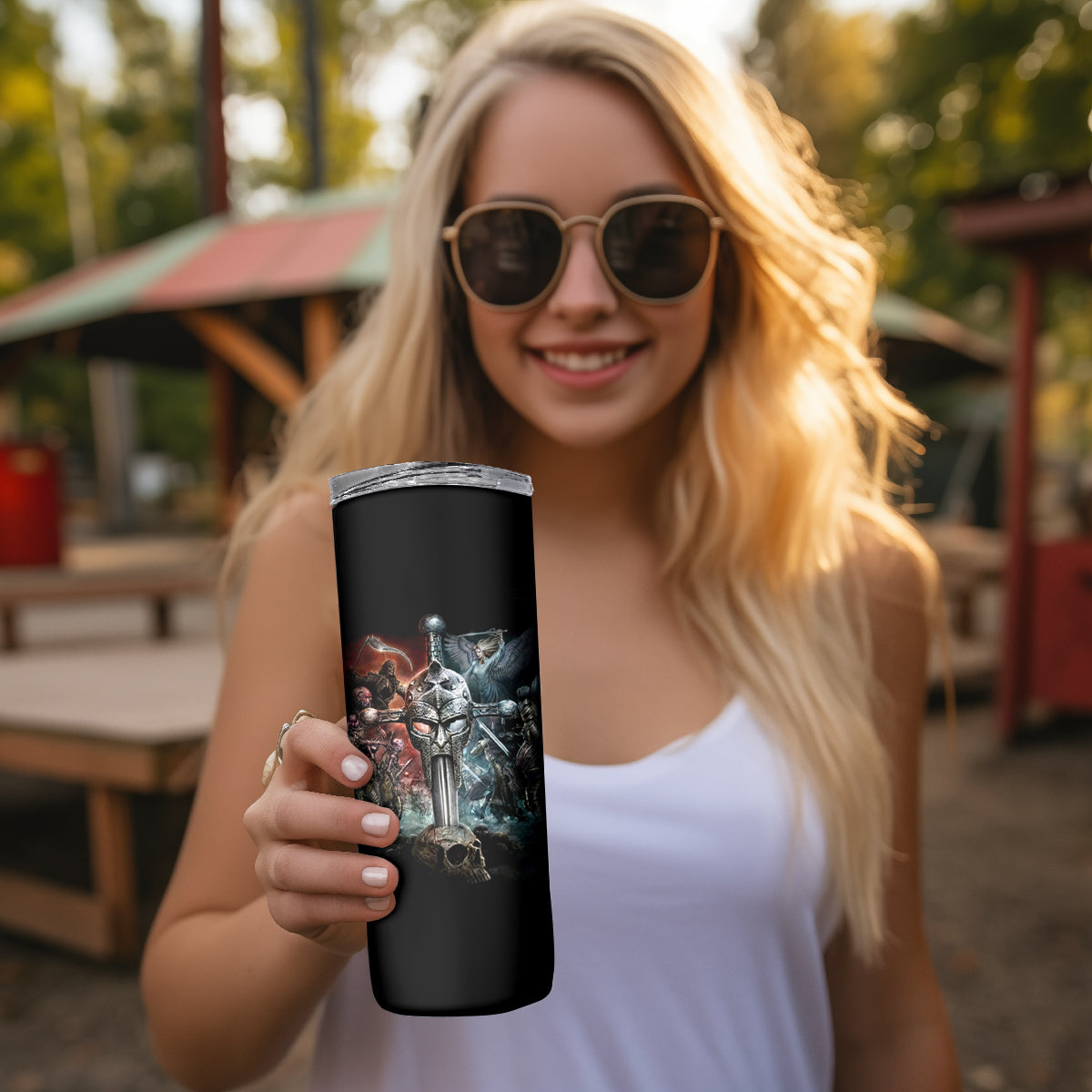 Warrior Skull Skinny Tumbler Skull Warrior Viking
