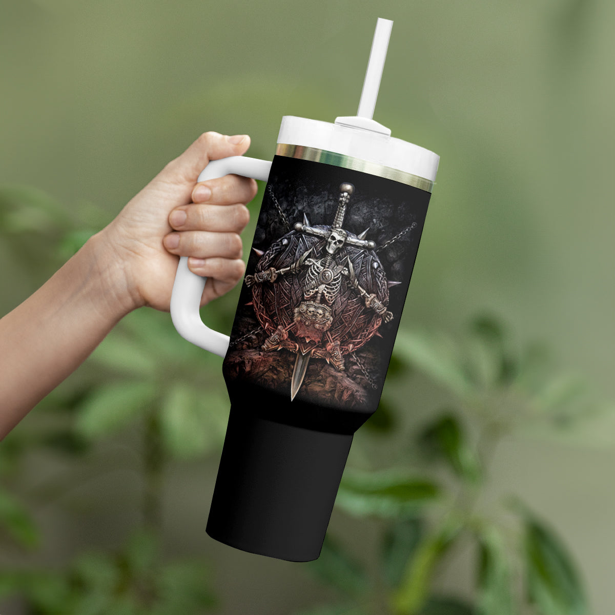 Warrior Skull Tumbler With Handle Skull Warrior Viking