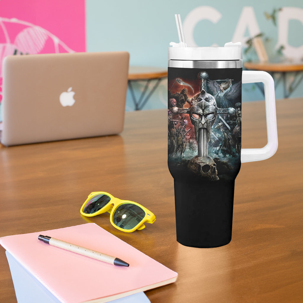 Warrior Skull Tumbler With Handle Skull Warrior Viking