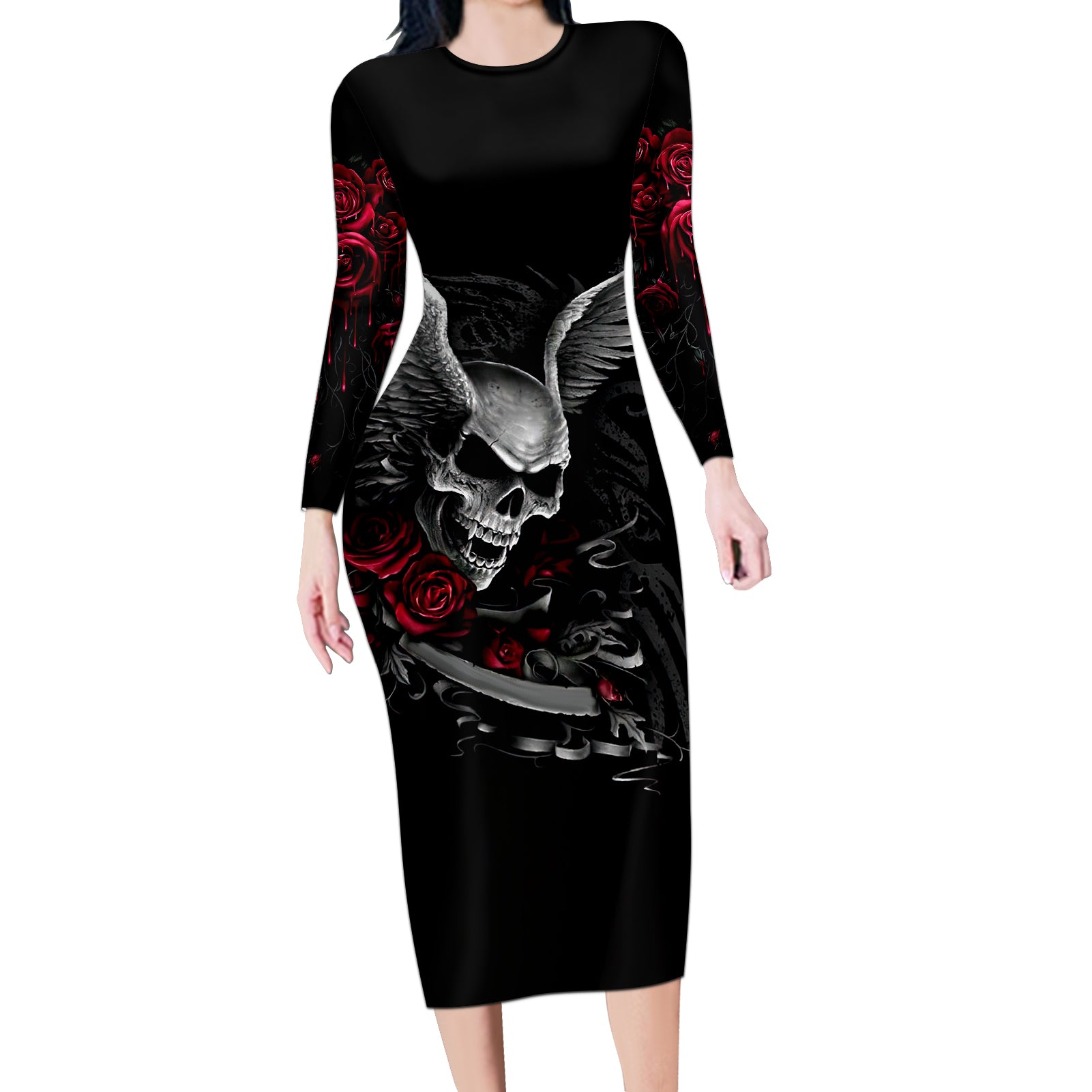 wings-rose-skull-long-sleeve-bodycon-dress-romantic-rose-skull-wings