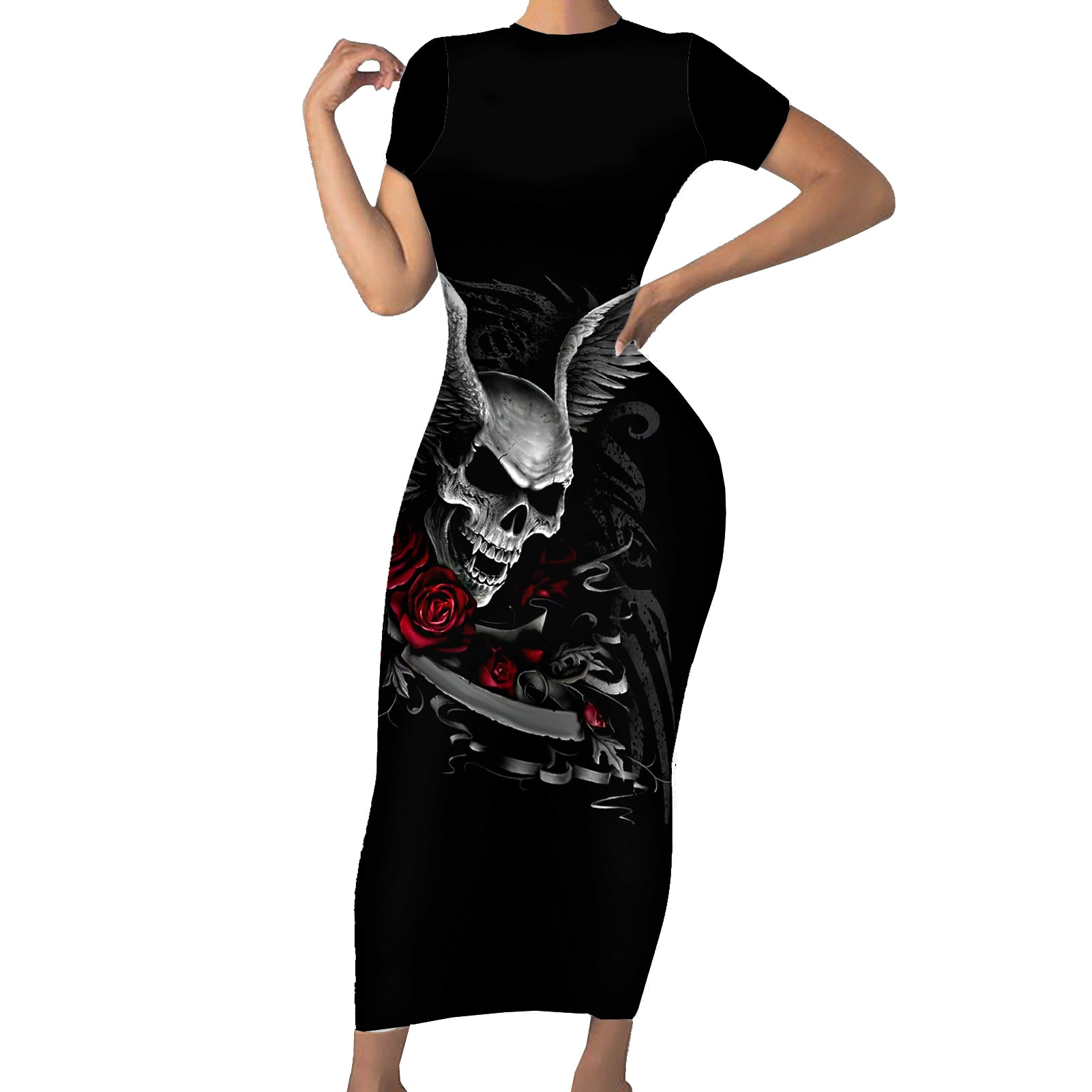wings-rose-skull-short-sleeve-bodycon-dress-romantic-rose-skull-wings