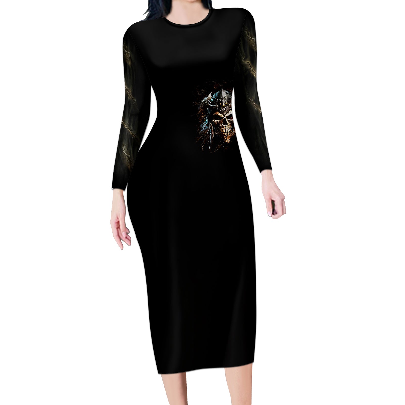 warrior-skull-long-sleeve-bodycon-dress-the-warrior-replies-iam-the-storm