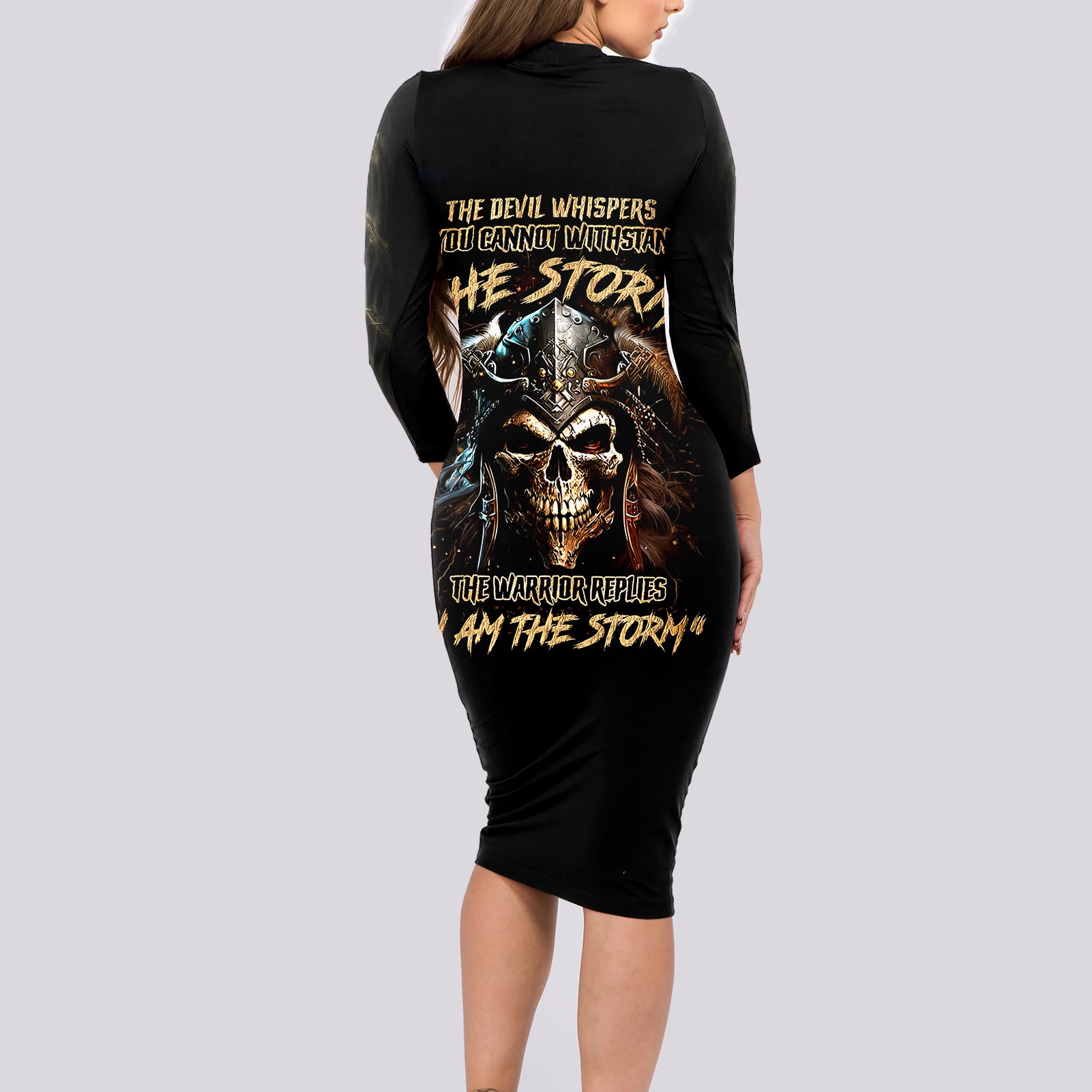 warrior-skull-long-sleeve-bodycon-dress-the-warrior-replies-iam-the-storm