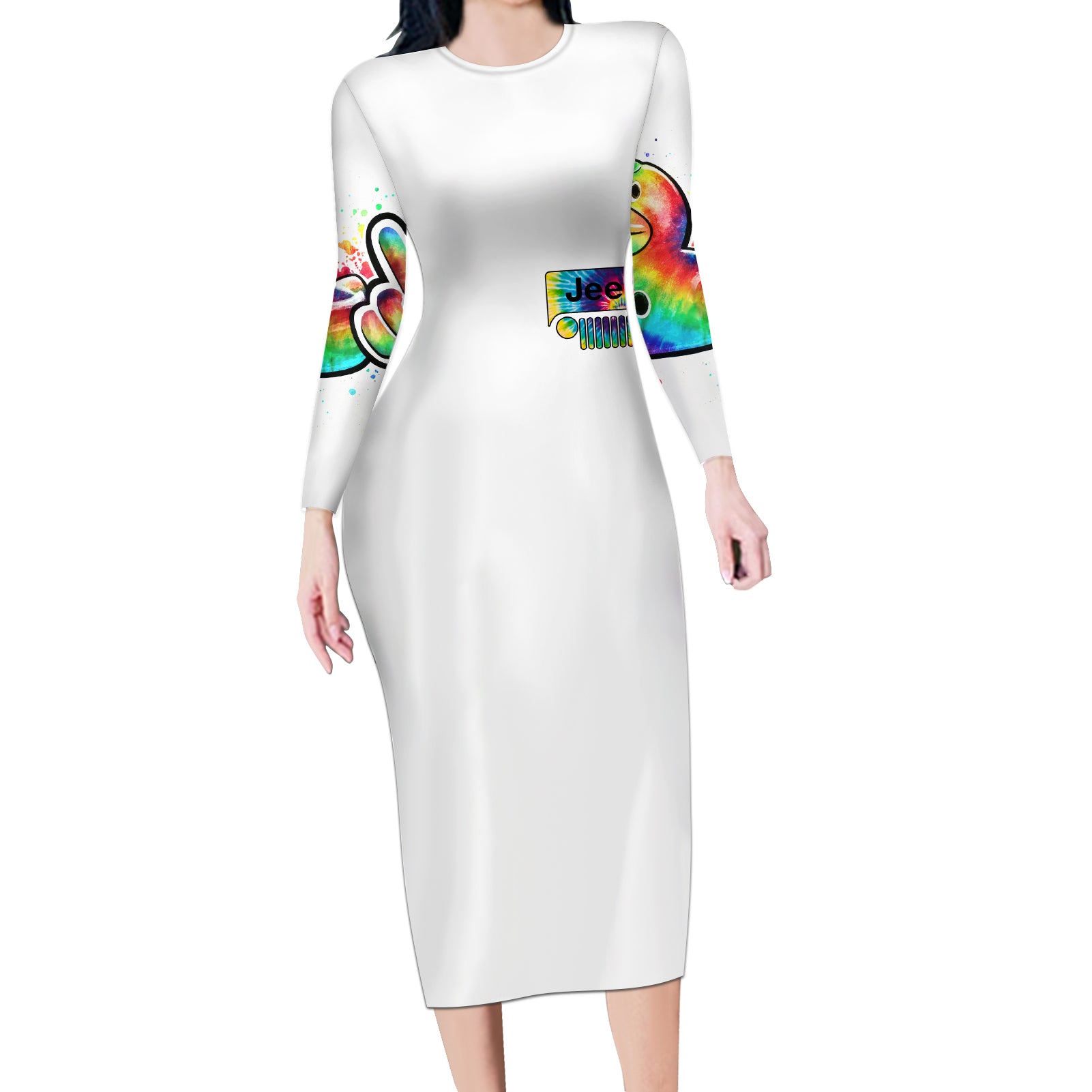 Duck Jeep Long Sleeve Bodycon Dress Ain't Nothing But A Jeep Thang