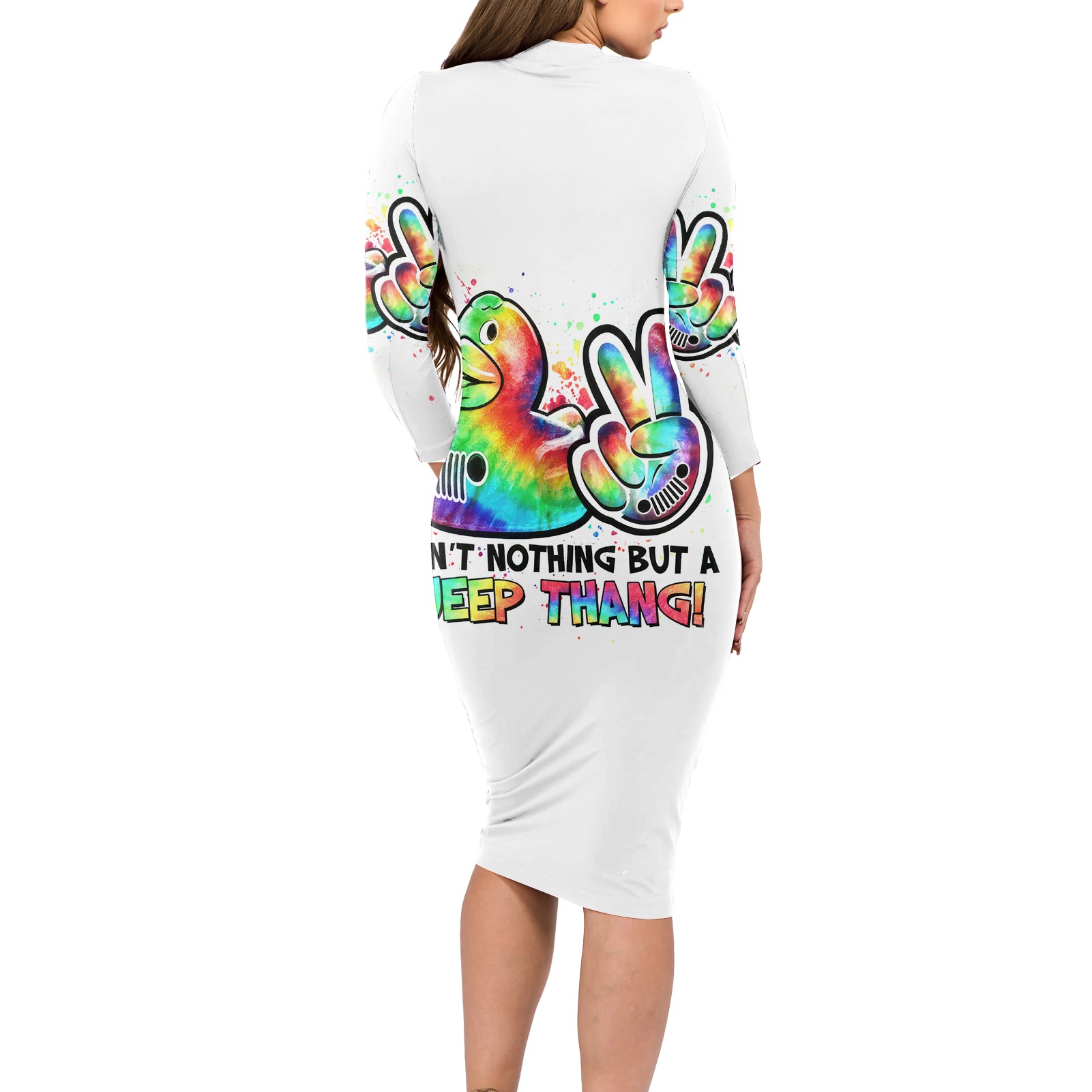 Duck Jeep Long Sleeve Bodycon Dress Ain't Nothing But A Jeep Thang