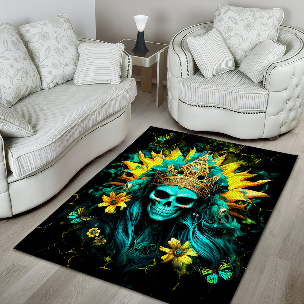 Sunflower Skull Area Rug Bitch I'm Not A Princess I'm The Fucking Queen