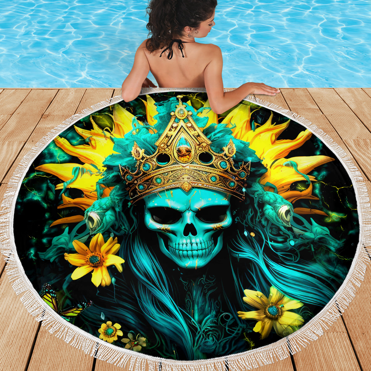Sunflower Skull Beach Blanket Bitch I'm Not A Princess I'm The Fucking Queen
