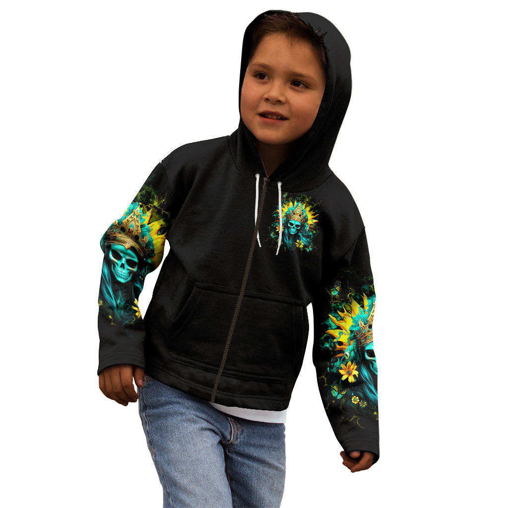 Sunflower Skull Kid Hoodie Bitch I'm Not A Princess I'm The Fucking Queen