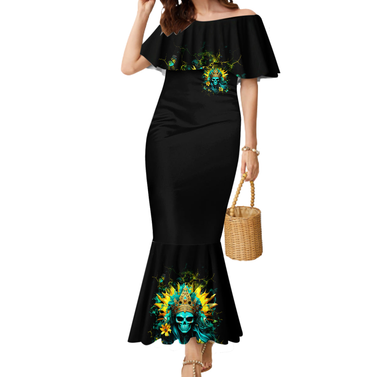 Sunflower Skull Mermaid Dress Bitch I'm Not A Princess I'm The Fucking Queen
