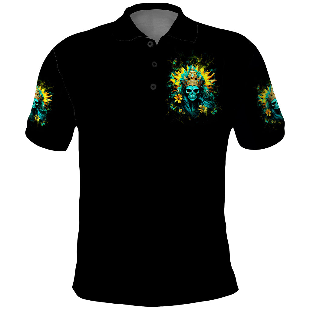 Sunflower Skull Polo Shirt Bitch I'm Not A Princess I'm The Fucking Queen