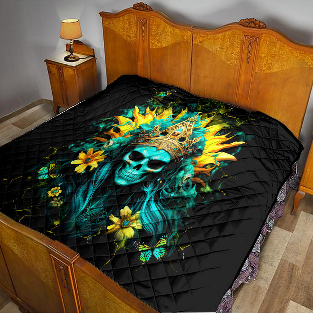 Sunflower Skull Quilt Bitch I'm Not A Princess I'm The Fucking Queen