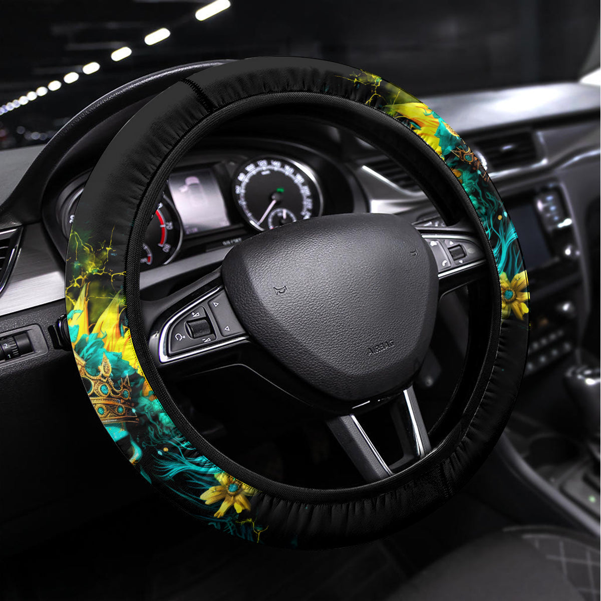 Sunflower Skull Steering Wheel Cover Bitch I'm Not A Princess I'm The Fucking Queen