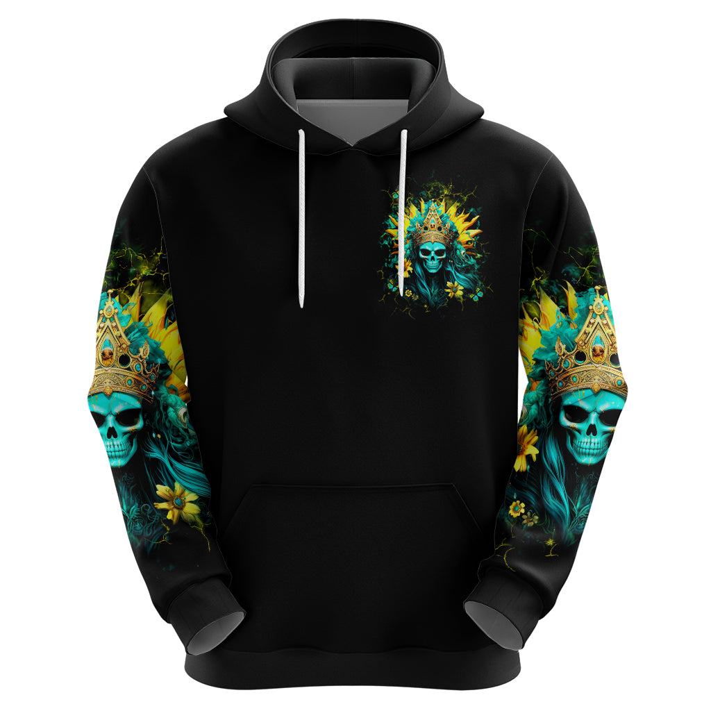 Sunflower Skull Zip Hoodie Bitch I'm Not A Princess I'm The Fucking Queen