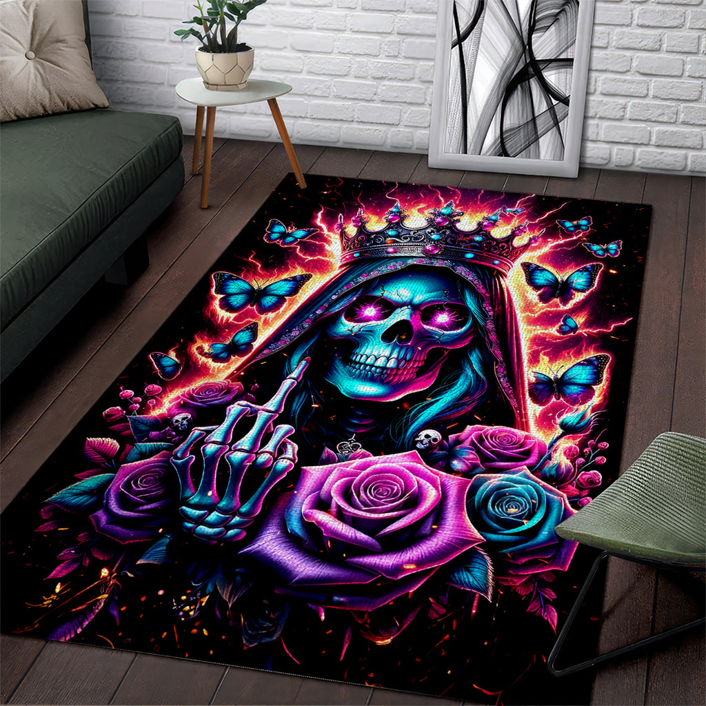 Thunder Skull Area Rug Bitch I'm Not A Princess I'm The Fucking Queen