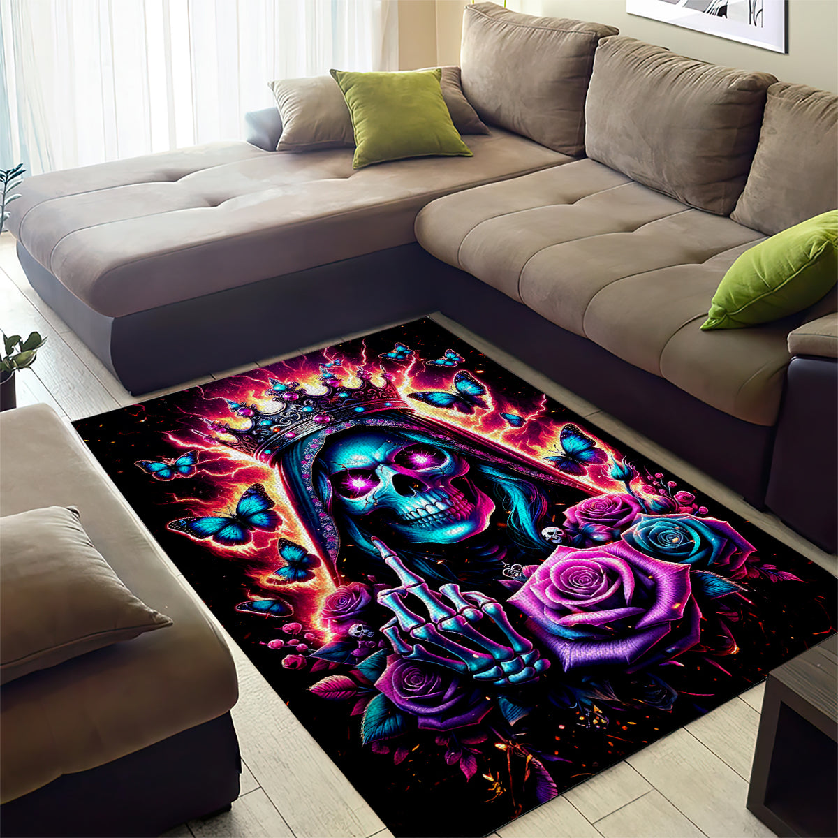 Thunder Skull Area Rug Bitch I'm Not A Princess I'm The Fucking Queen