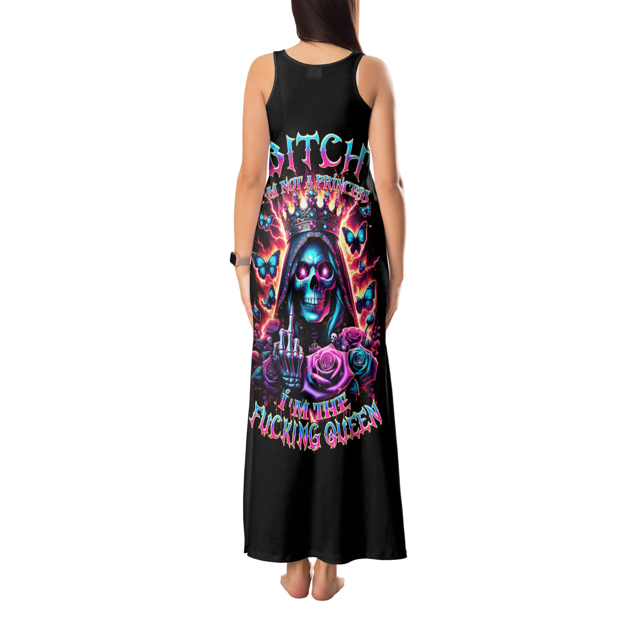 Thunder Skull Tank Maxi Dress Bitch I'm Not A Princess I'm The Fucking Queen