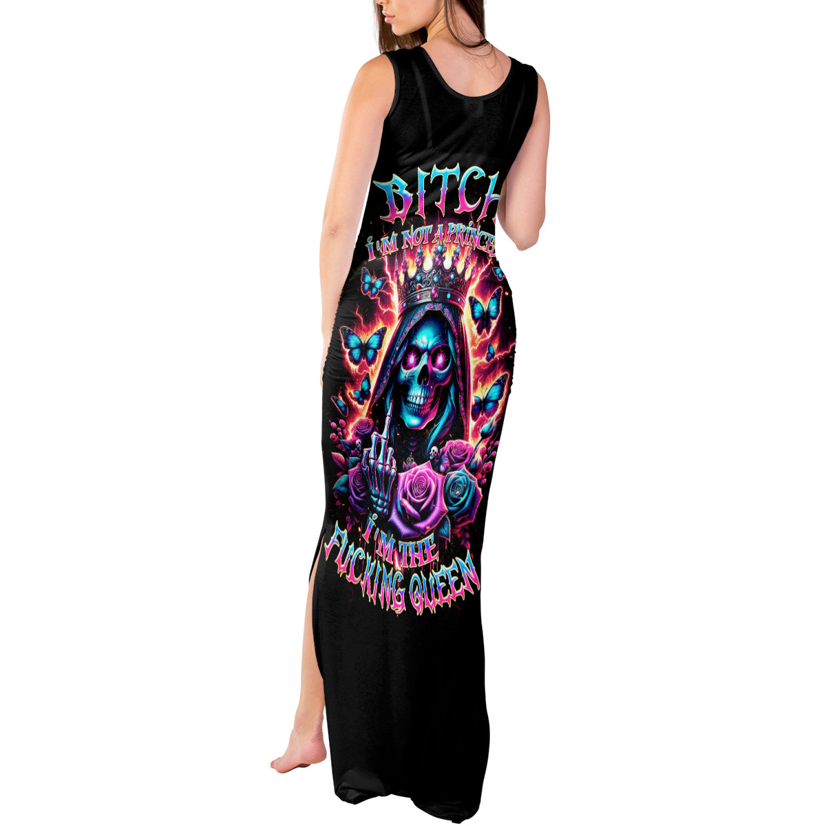 Thunder Skull Tank Maxi Dress Bitch I'm Not A Princess I'm The Fucking Queen