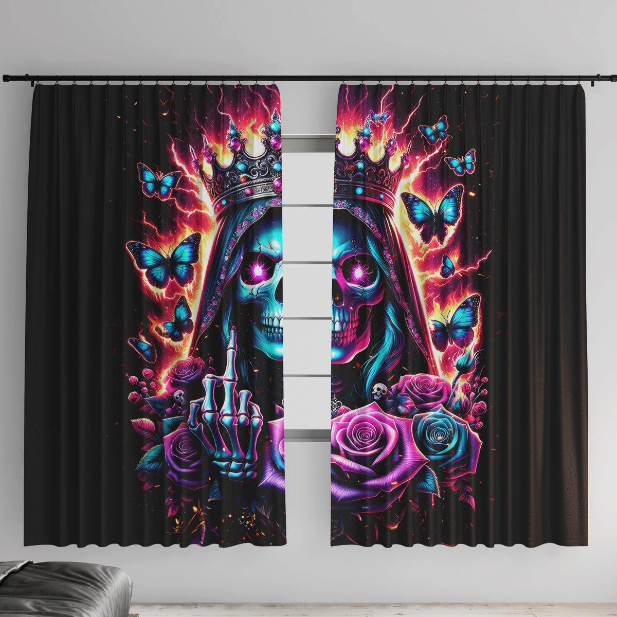Thunder Skull Window Curtain Bitch I'm Not A Princess I'm The Fucking Queen