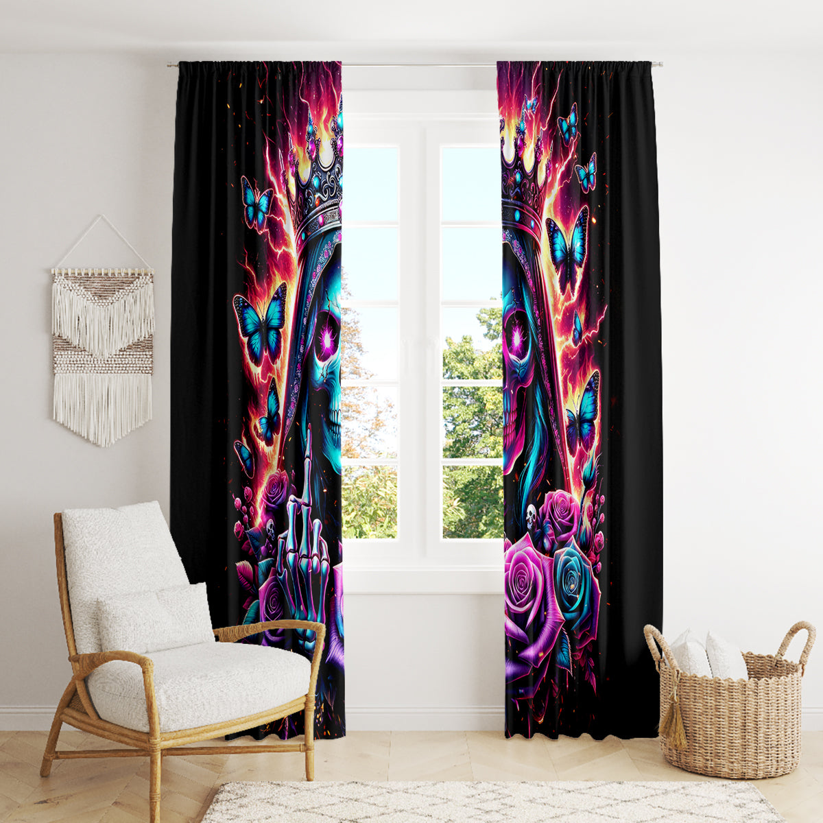 Thunder Skull Window Curtain Bitch I'm Not A Princess I'm The Fucking Queen