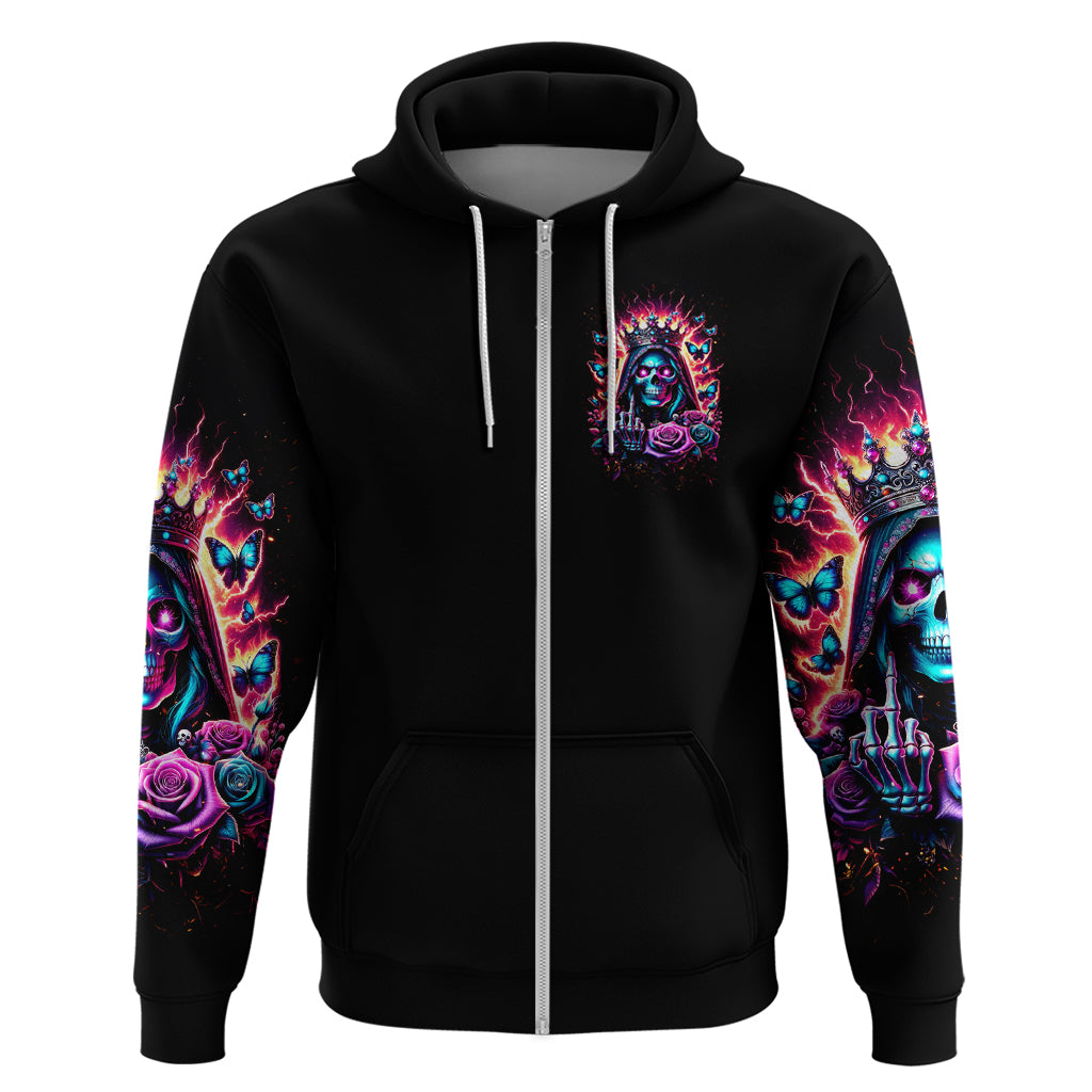 Thunder Skull Zip Hoodie Bitch I'm Not A Princess I'm The Fucking Queen