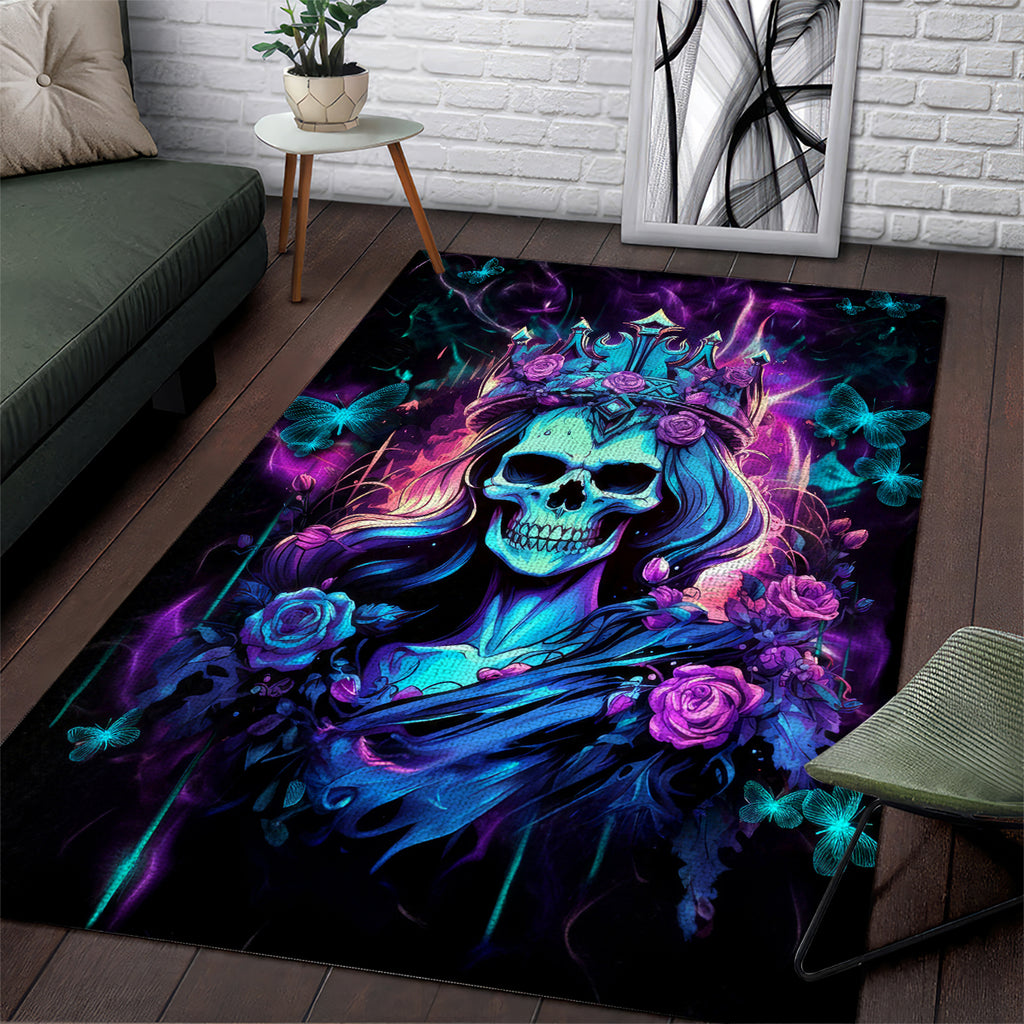 Rose Skull Area Rug Bitch I'm Not A Princess I'm The Fucking Queen