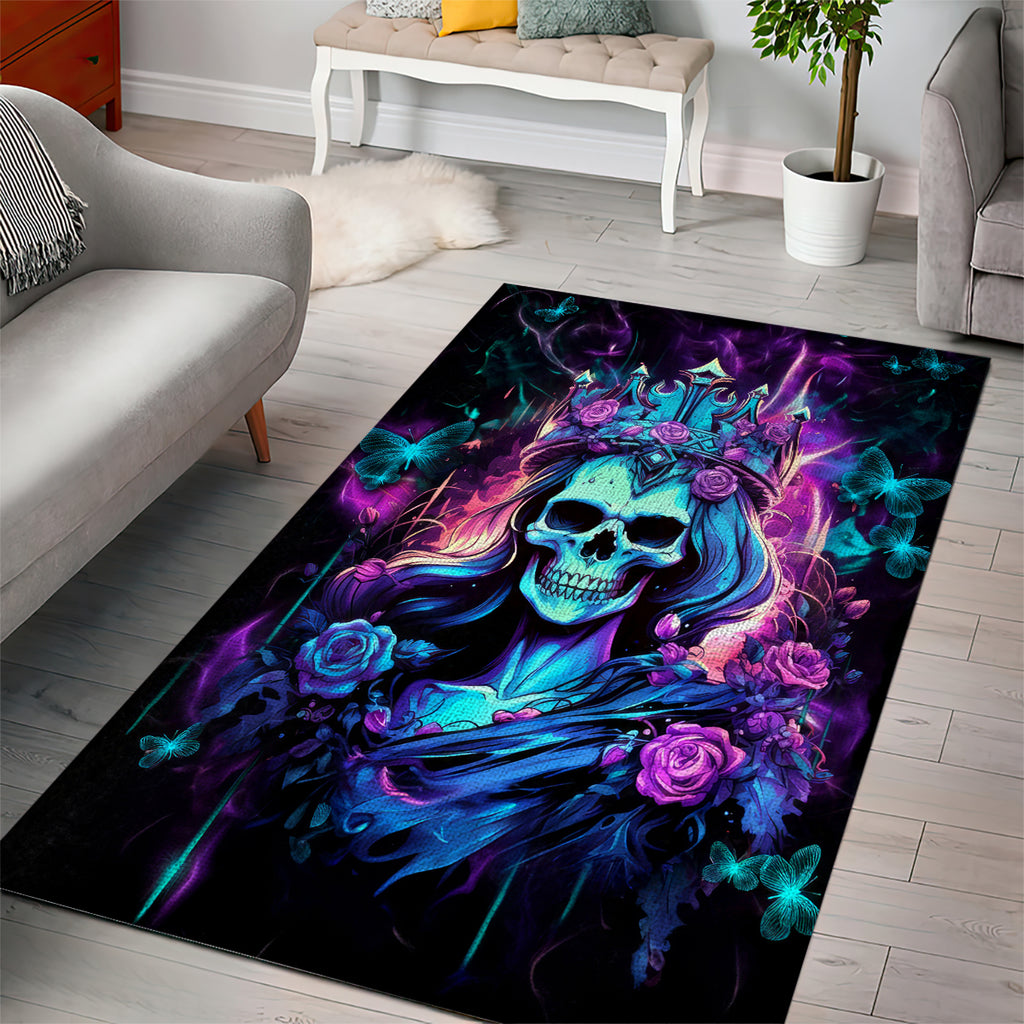 Rose Skull Area Rug Bitch I'm Not A Princess I'm The Fucking Queen