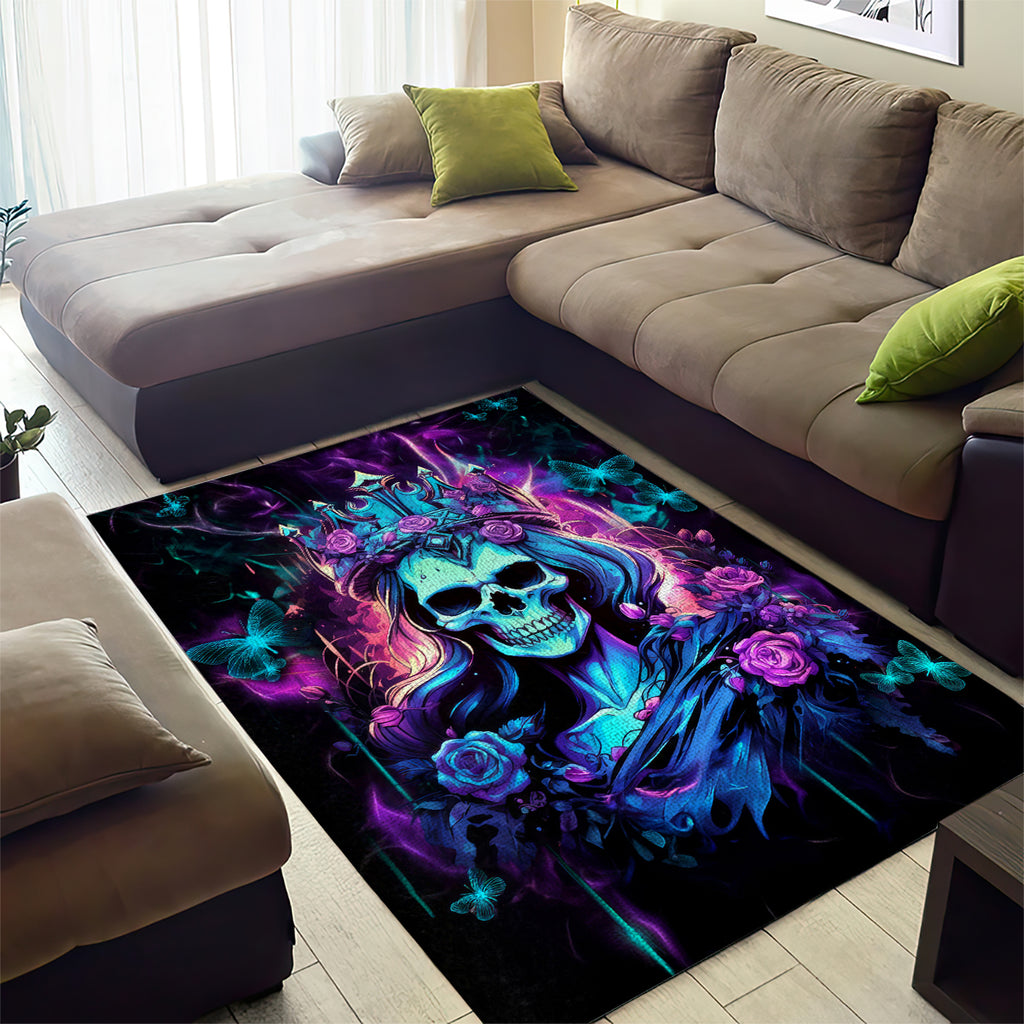 Rose Skull Area Rug Bitch I'm Not A Princess I'm The Fucking Queen