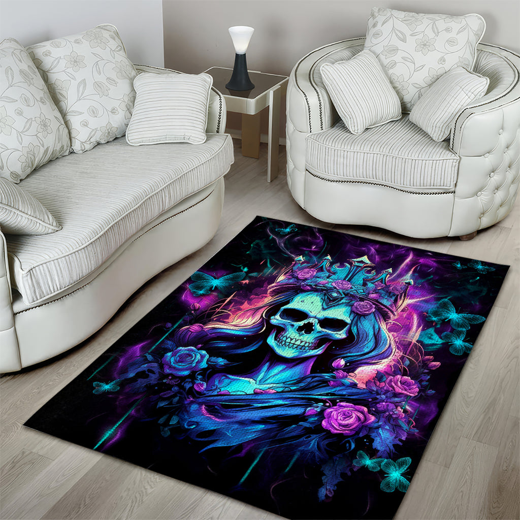 Rose Skull Area Rug Bitch I'm Not A Princess I'm The Fucking Queen