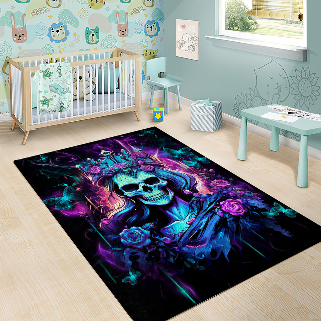 Rose Skull Area Rug Bitch I'm Not A Princess I'm The Fucking Queen