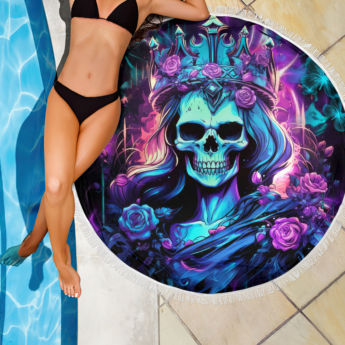 Rose Skull Beach Blanket Bitch I'm Not A Princess I'm The Fucking Queen