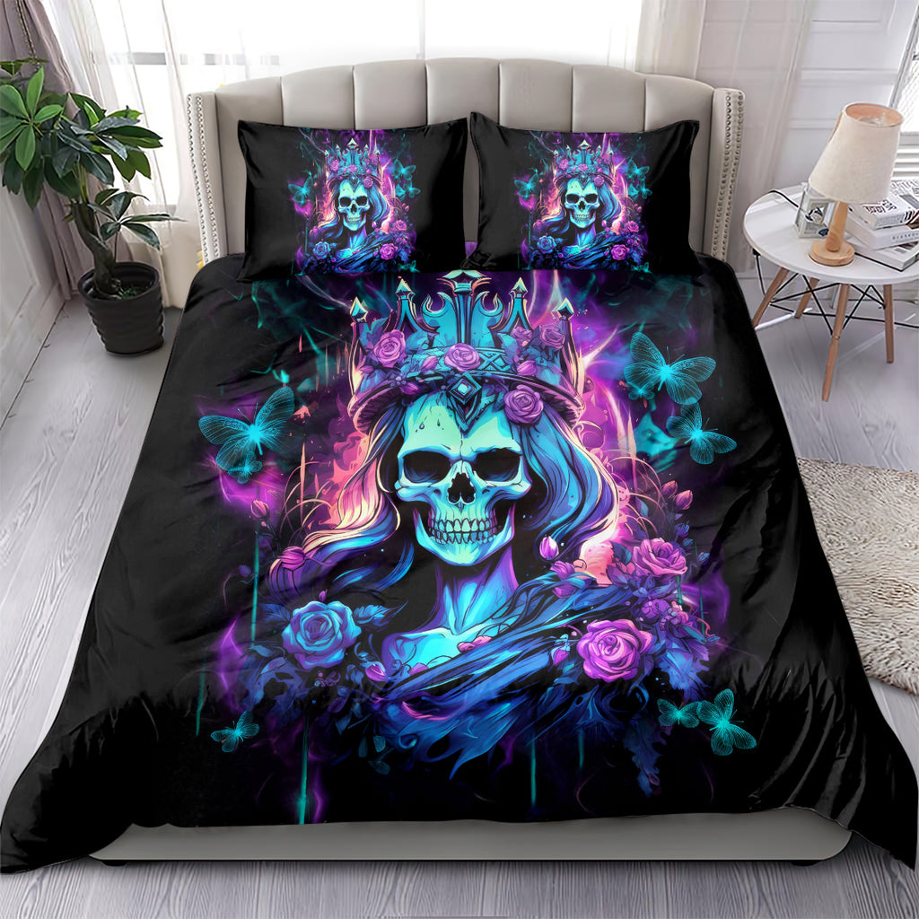 Rose Skull Bedding Set Bitch I'm Not A Princess I'm The Fucking Queen