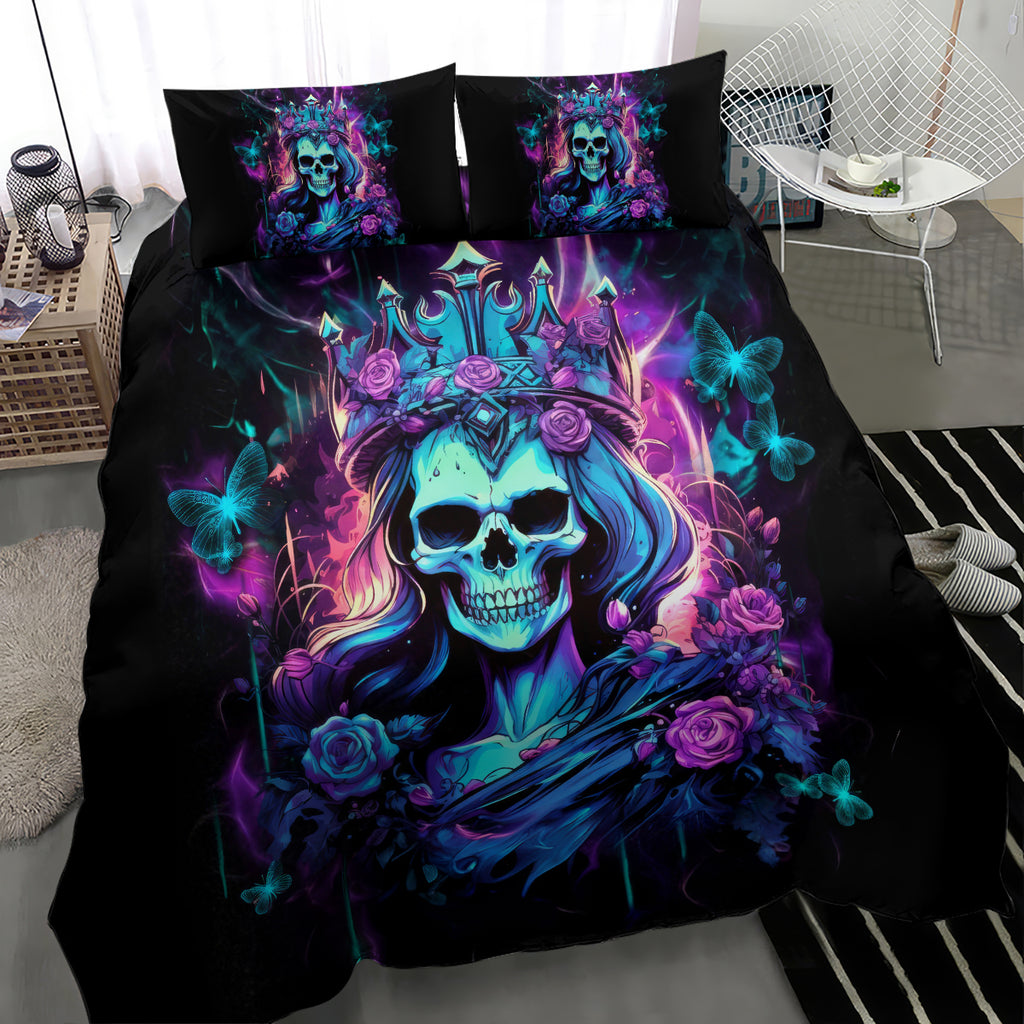 Rose Skull Bedding Set Bitch I'm Not A Princess I'm The Fucking Queen