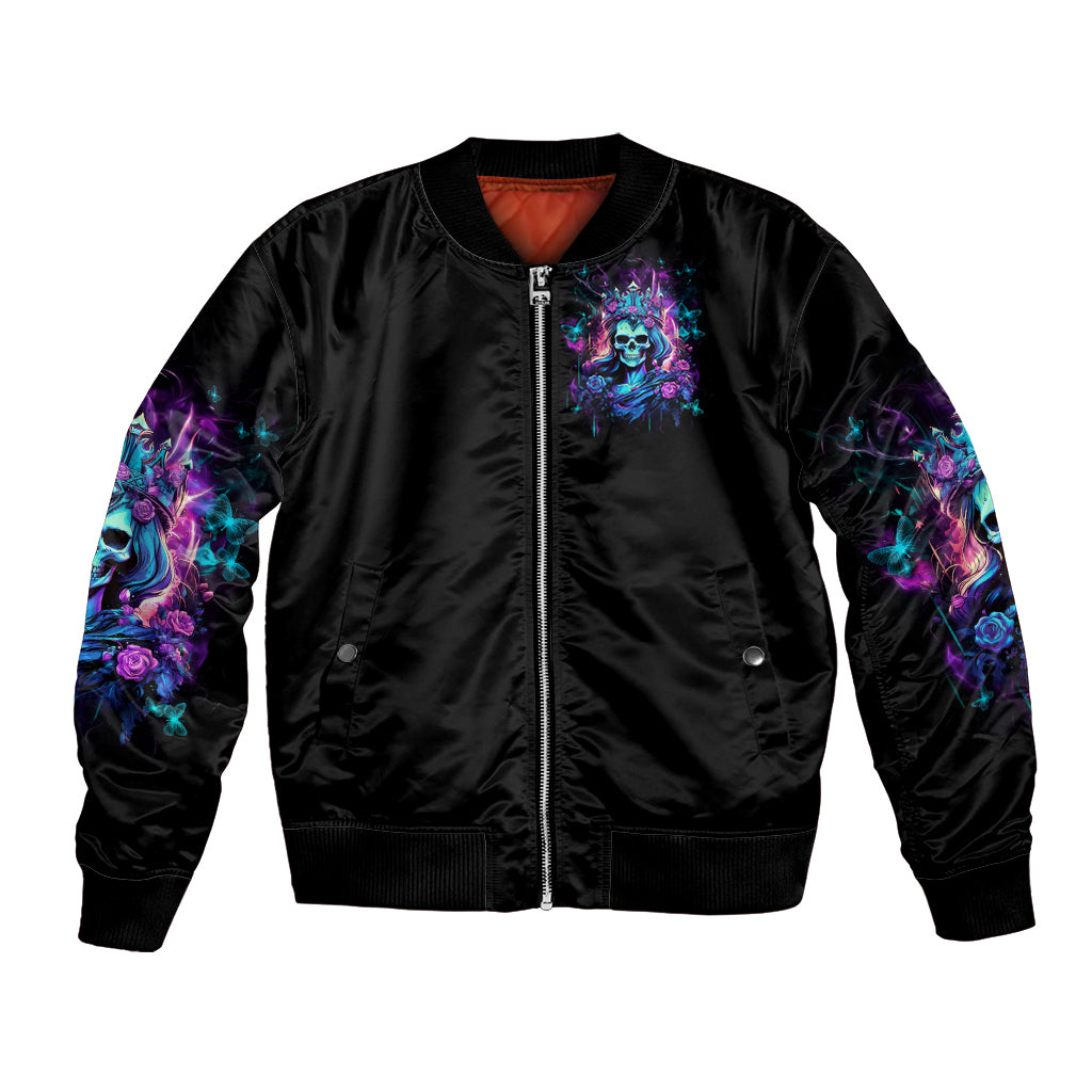 Rose Skull Bomber Jacket Bitch I'm Not A Princess I'm The Fucking Queen