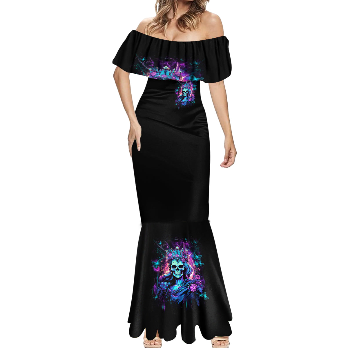 Rose Skull Mermaid Dress Bitch I'm Not A Princess I'm The Fucking Queen